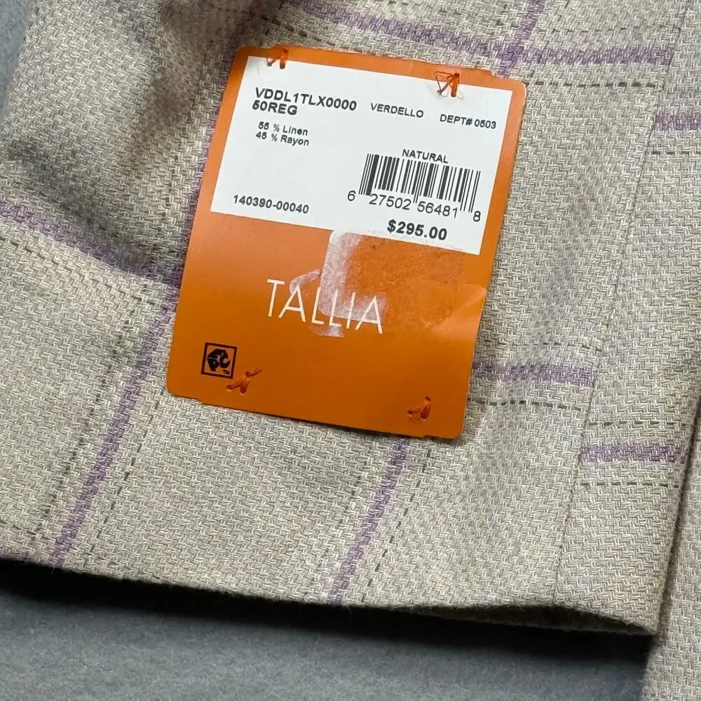 Tallia Men's Slim-Fit Printed Notch-Lapel Sport Coat Natural 50R $295